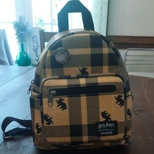 Loungefly Black and Tan Plaid Backpack
